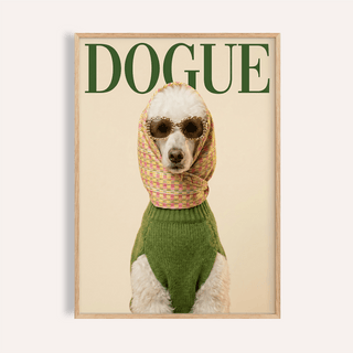 Fashion Poodle Wall Art in beige, white, and green for living room wall art print