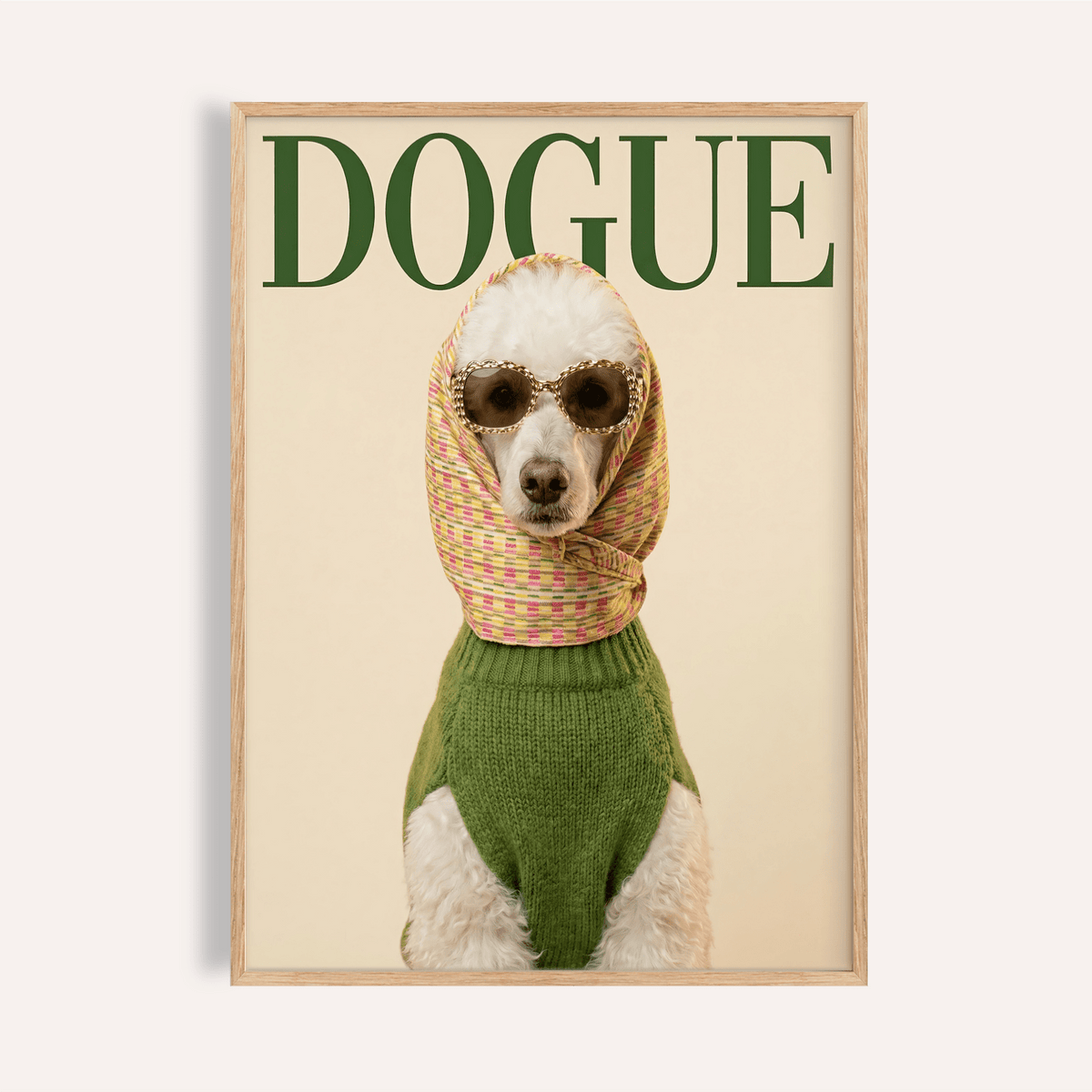Fashion Poodle Wall Art in beige, white, and green for living room wall art print