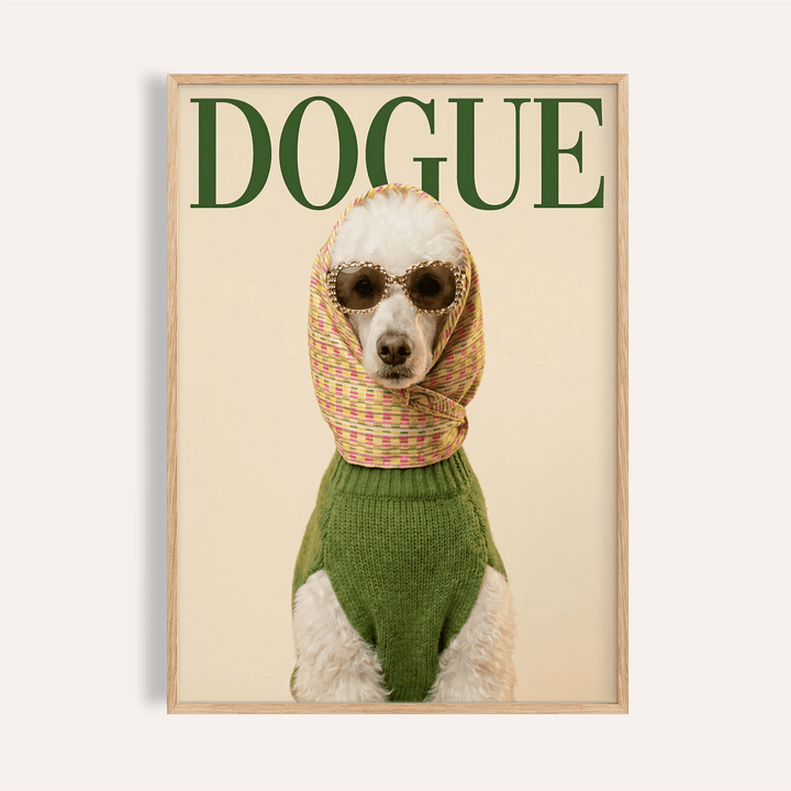 Fashion Poodle Wall Art in beige, white, and green for living room wall art print