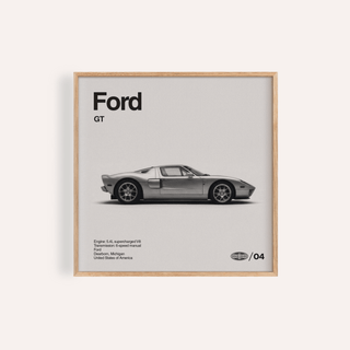 American Supercar Poster showing side view of a sleek sports car in grey and black for living room wall art