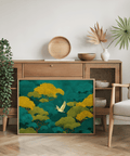 Colorful Japanese Nature Art featuring Green, Yellow for modern living room decor