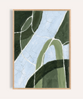 Green and Blue Art poster with Green, Blue, and White for living room decor