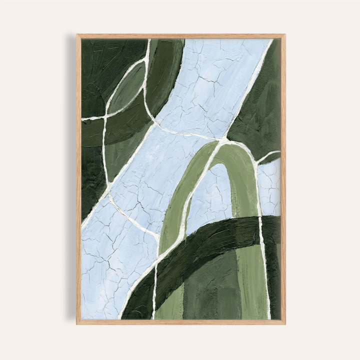 Green and Blue Art poster with Green, Blue, and White for living room decor