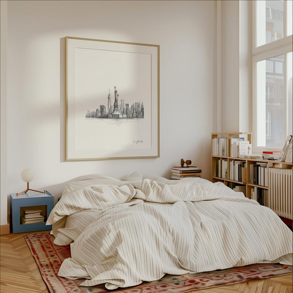 Square black and white Statue of Liberty print for modern wall decor