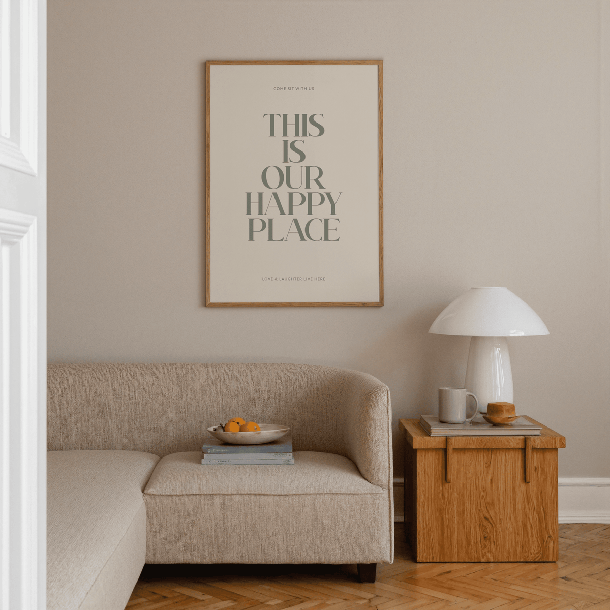 Inspirational Wall Sign print featuring Green and Beige tones for family room