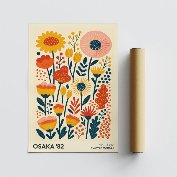 Wall Art Flowers featuring mid-century inspired floral shapes
