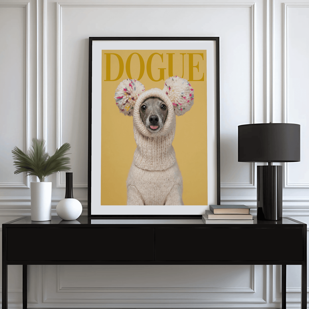 Comedic Funny Dog Wall Art in gray and white, modern home accent