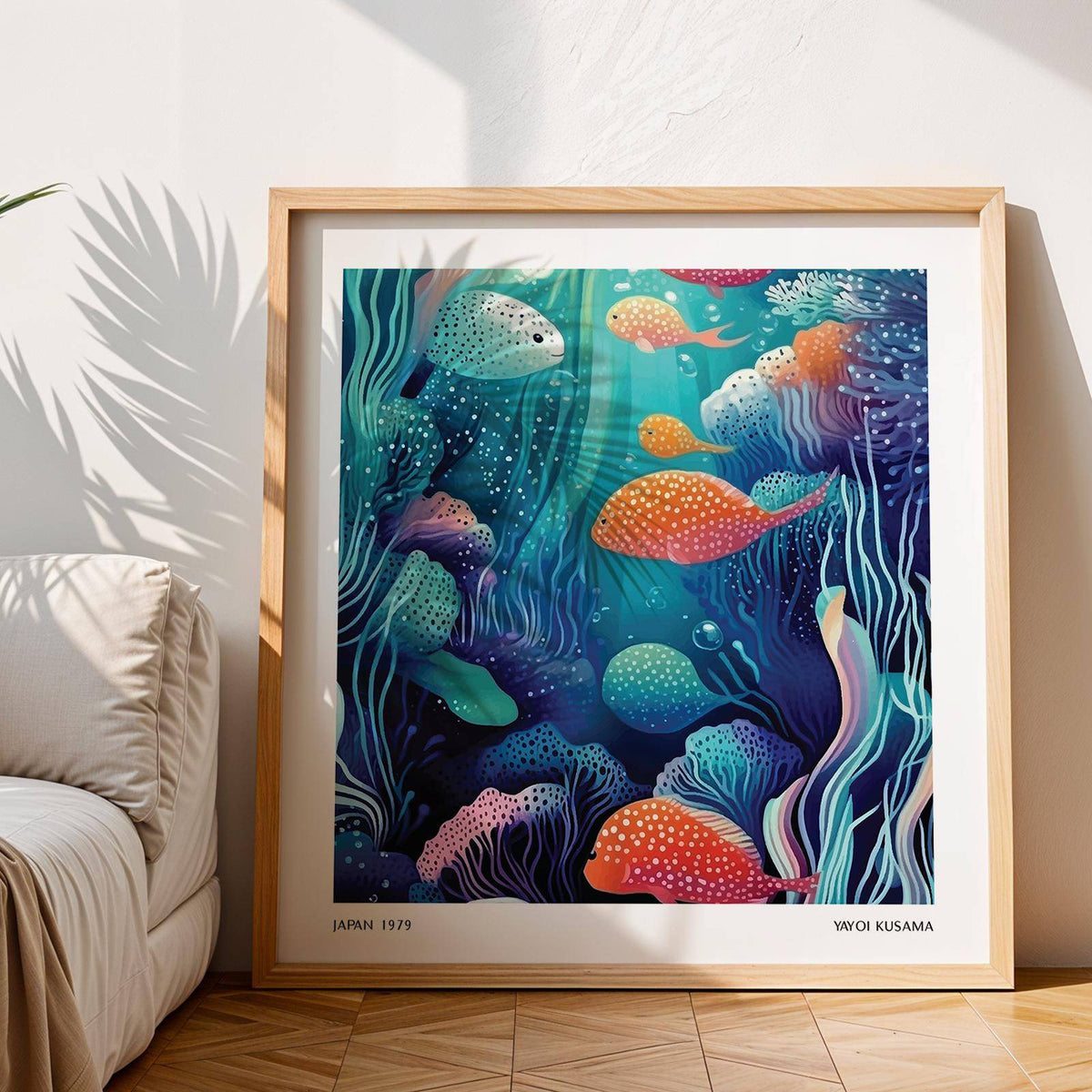 Statement underwater artwork for ocean-themed interiors