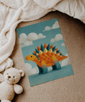 Colorful Orange and Blue Cute Dinosaur Art Print for kid’s gallery