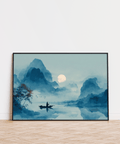Serene Nature Poster serene wall art with blue and beige for meditation room