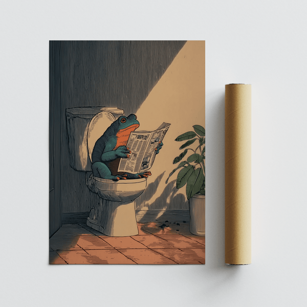 Vintage style linework showing frog, toilet tank, and hatch shading