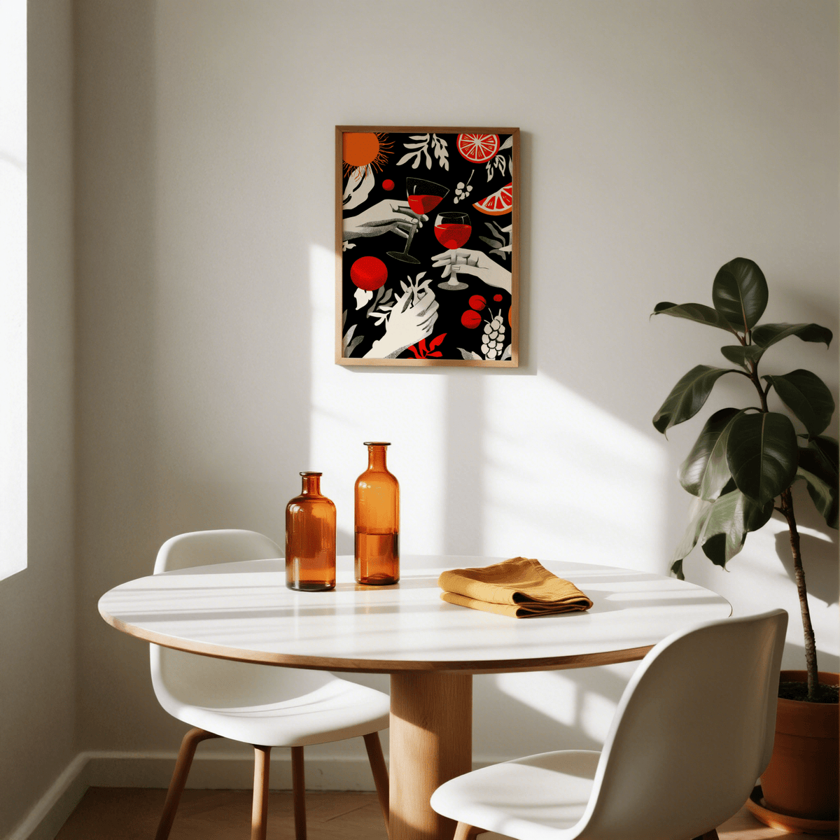 Celebration Wall Art featuring wine glasses in a shared toast with botanicals