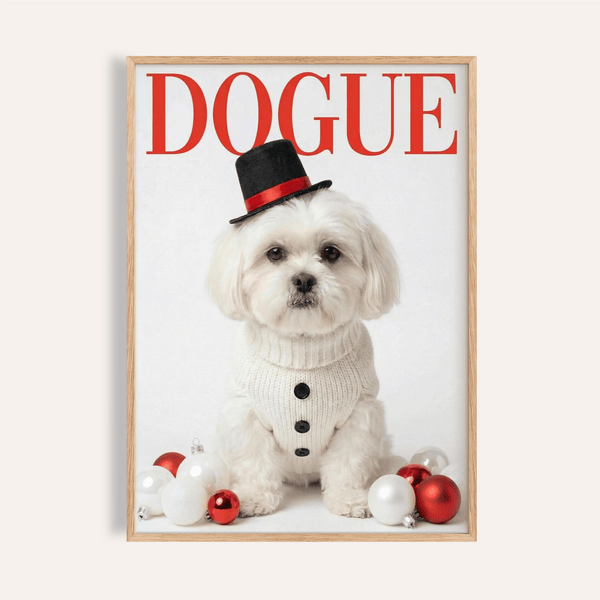Christmas Shih Tzu Poster with red and white accents for living room wall art