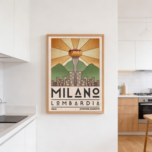 Vintage travel poster design with coordinate numbers along base