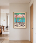 Rowboat on the lake in Madrid travel wall art poster illustration