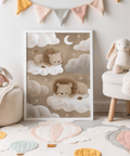 Lions Nursery Art print with brown lions, great for toddler bedroom art