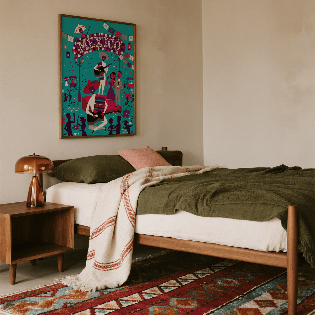Mexican Fiesta Wall Art print filled with confetti and lantern details