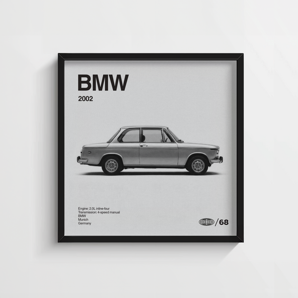 BMW Car Print wall art for modern living room, White details