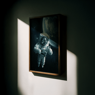 Astronaut Wall Art poster with Blue Black White tones for kids room