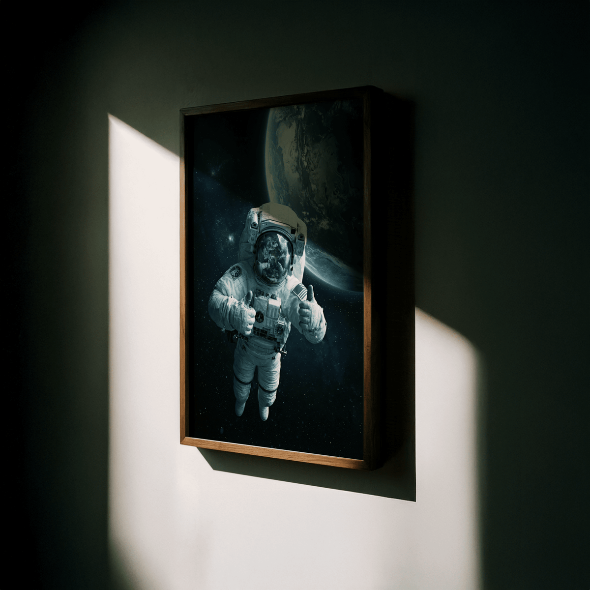 Astronaut Wall Art poster with Blue Black White tones for kids room