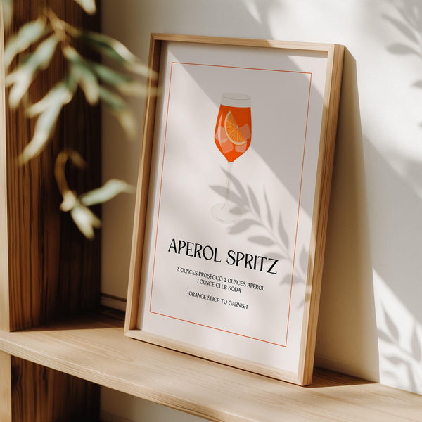 Sleek cocktail recipe print for modern kitchen or home bar space.