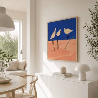 Wide composition of Birds Minimalist Wall Art showing three birds spaced across the scene