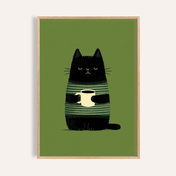 Grumpy Cat Wall Art green and black poster for living room decor