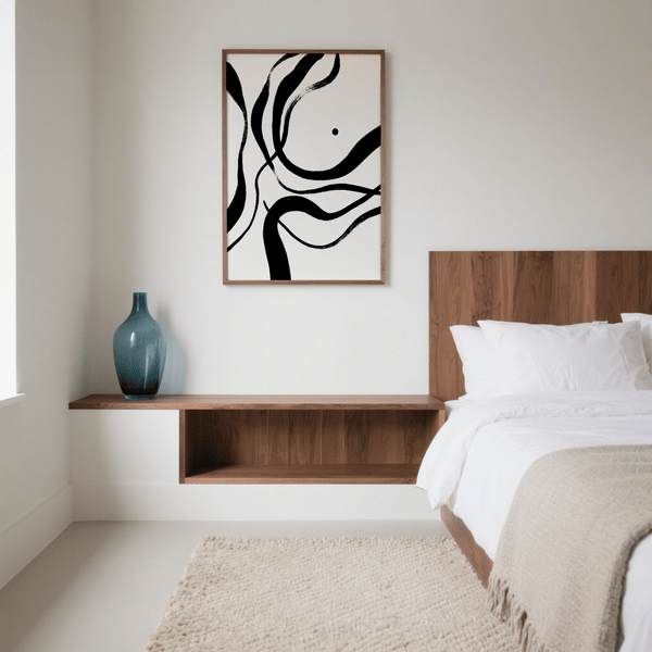 Black and White Art abstract design print in Black, White for bedroom walls