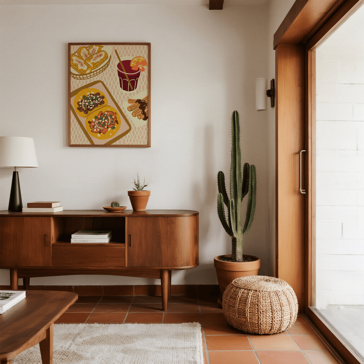 Beige and Brown Mexican Food Art Print ideal for cafe decor