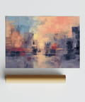 Vivid Abstract Sunset Art Print, multicolored, suited for dining room wall art