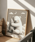 Polar Bear Nursery Print in beige for toddler bedroom print
