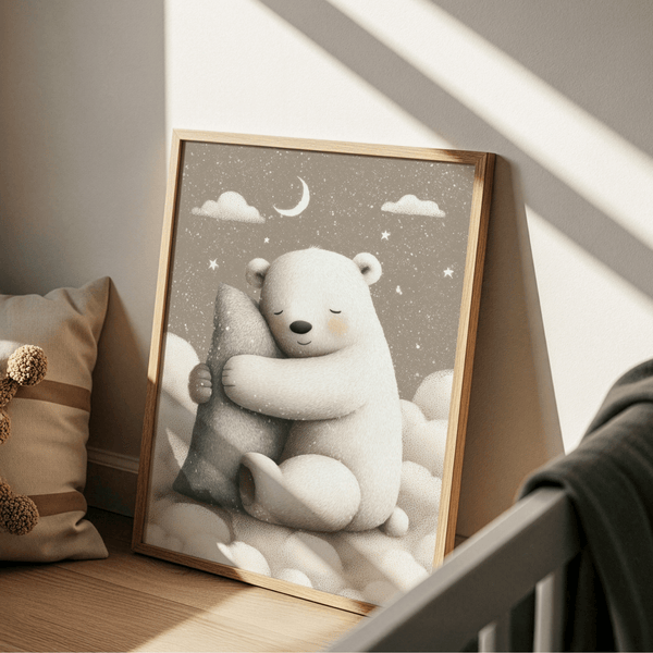 Polar Bear Nursery Print in beige for toddler bedroom print
