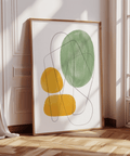 Yellow and Green Print abstract decor in green and yellow, office, wall art