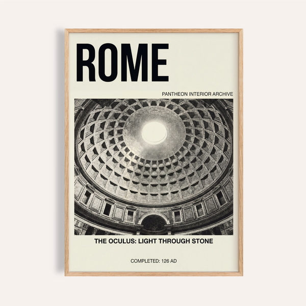 ROME Pantheon dome oculus wall art poster with coffered ceiling grid