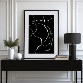 Curved ribbon line composition with generous negative space