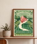Vintage sports-style Wimbledon Poster with bold typography and decorative frame lines