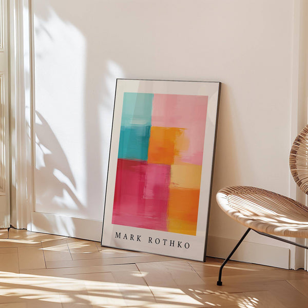 minimalist abstract art with pink and teal hues