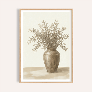 Olive Branch Decor print, green and brown, for living room wall art