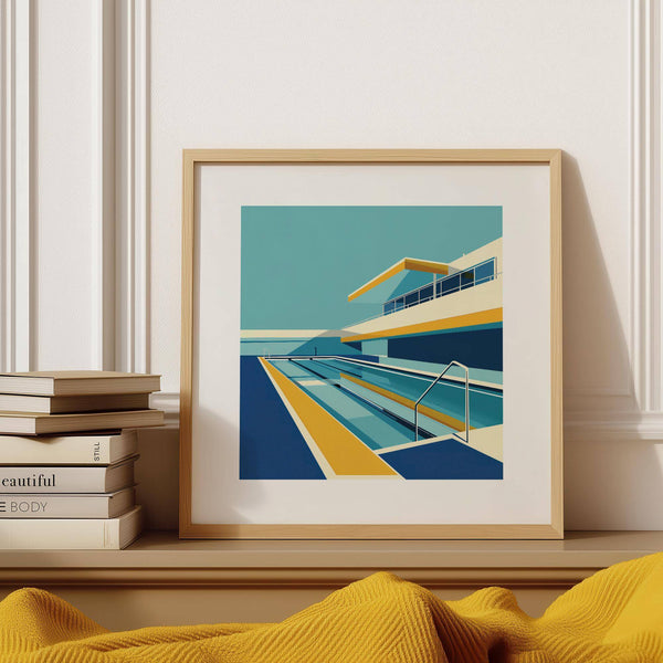Poolside art print with architectural influence