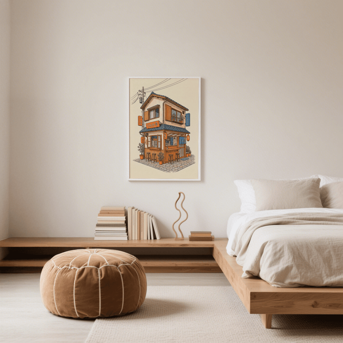 Japanese Restaurant Wall Art detailed with Blue signage for sushi bar print