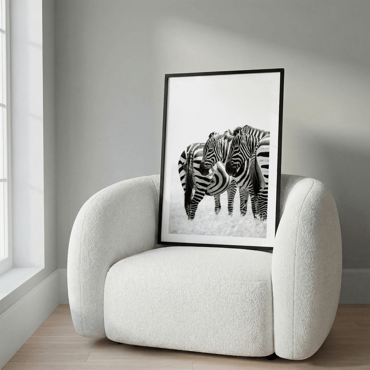 Zebra Wall Art poster with close zebra pair facing different directions