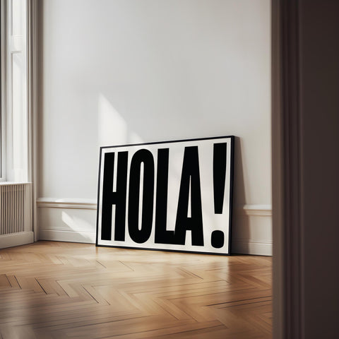 Entryway decor with Hola poster