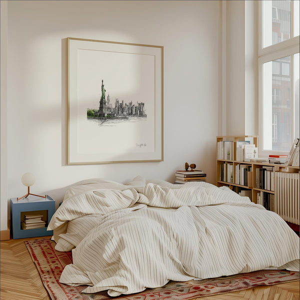 Contemporary art print Statue of Liberty square New York City travel poster