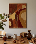 Abstract Earth Tones Print featuring beige and brown for calming bedroom poster