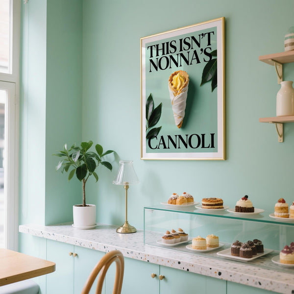 Close-up of Italian Kitchen Art with creamy yellow filling and white icing