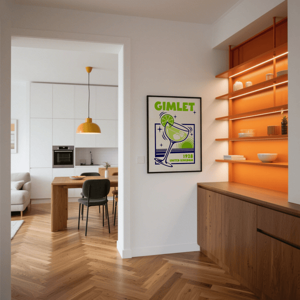 Bold Gimlet Cocktail Poster perfect for kitchen wall decor