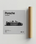 Minimalist Porsche Car Art Print in black for den poster