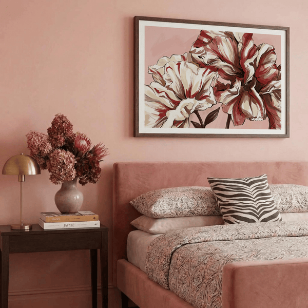 Elegant Floral Art wall art print with central floral motif and linework