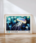 Vibrant jellyfish art print inspired by Yayoi Kusama.