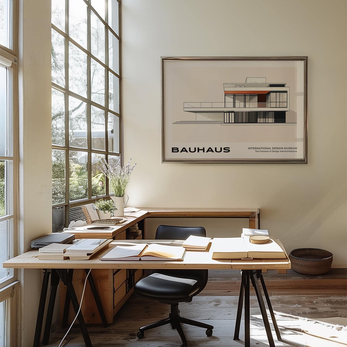 Modern architecture art print with structured composition